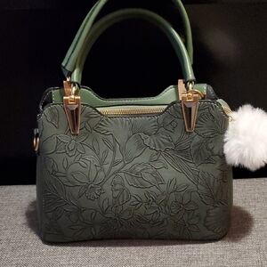 Elegant Green Embossed Handbag